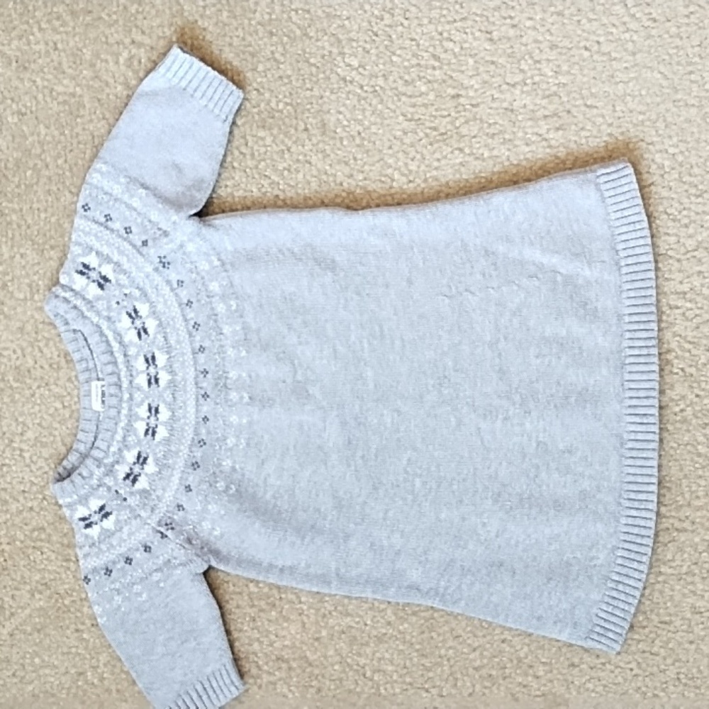 Carter's Knit Sweater Girls Size 2T Summer Scandanavian Short Sleeve Gray White